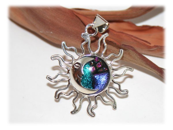 Pendentif Soleil Lune Dichroic Argent